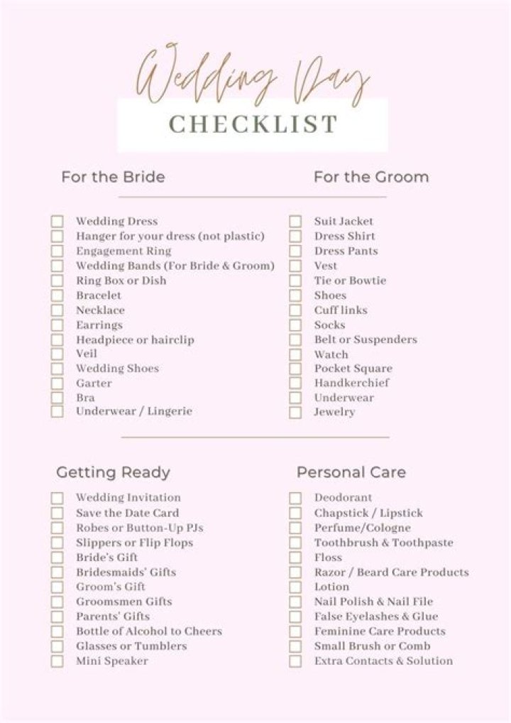What should a bride do the day before her wedding?